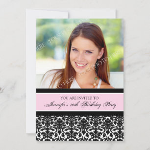 Pink Photo 20th Birthday Party Invitations