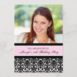 Pink Photo 25th Birthday Party Invitations