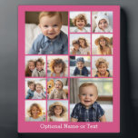 Pink Photo Collage - Add Up to 14 photos Plaque<br><div class="desc">A full coverage and wild design includes a colourful background. Use up to fourteen square photos to create a unique and personal gift. If you need to adjust the pictures,  click on the customise tool to make changes.</div>