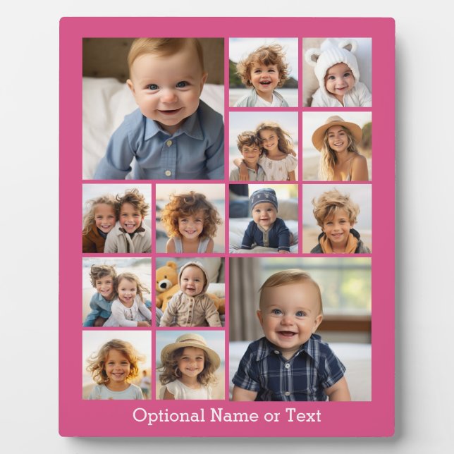 Pink Photo Collage - Add Up to 14 photos Plaque (Front)