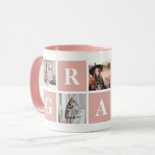 Pink Photo Collage Personalised Mugs for Grandma