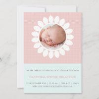 Pink Photo Cut Out Floral Baby Girl Birth