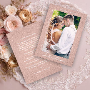 Pink Photo Engaged Couple Textile Effect Save The Date