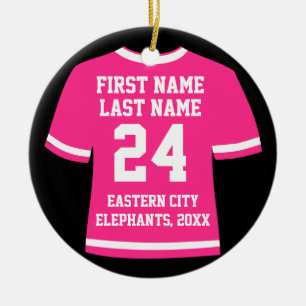 Pink Photo Football Soccer Hockey Sports Jersey Ceramic Ornament