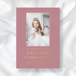 Pink Photo Girl First Holy Communion Gold 