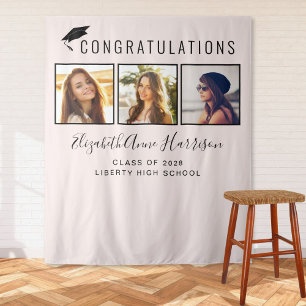 Pink Photo Graduation Party Booth Backdrop Tapestry