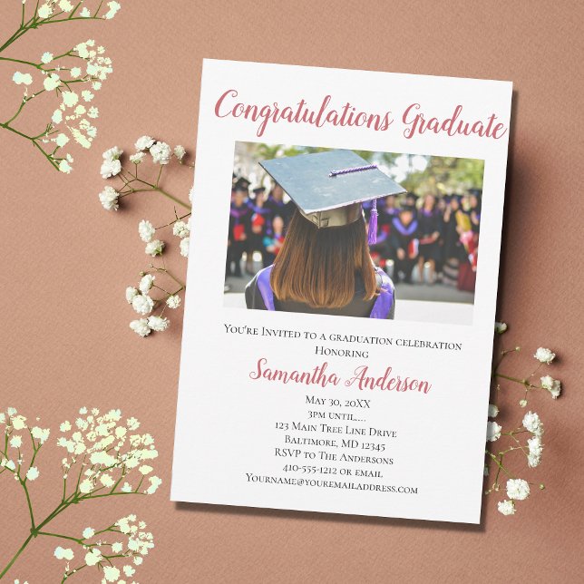 Pink Photo graduation party invitation (Creator Uploaded)