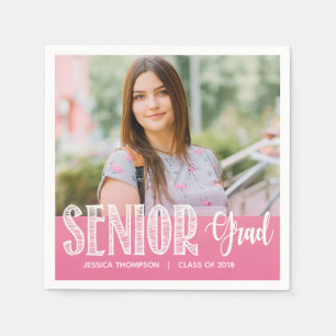 Pink Photo Graduation Party Paper Napkins