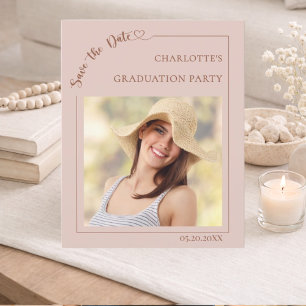 Pink photo Graduation Party Save the Date card