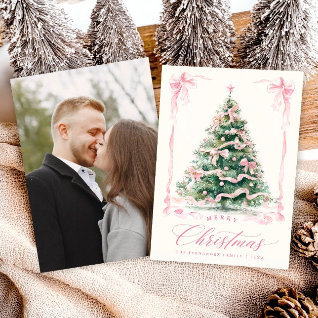 Pink Photo Happy Holidays Card (Creator Uploaded)