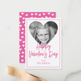 Pink Photo Heart Valentine's Day Classroom Cards