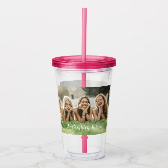 Pink Photo Personalised Acrylic Tumbler (Front)