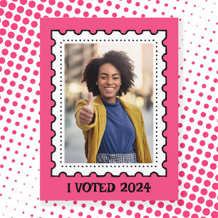 Pink Photo Postage Stamp Women's Rights Election Postcard