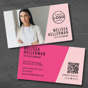 Pink Photo QR Code Company Your Logo Business Card