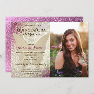 Pink Photo Quinceanera 15th Birthday Invitation