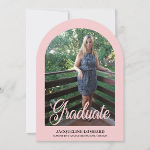 Pink Photo Script Arch Graduation Announcement