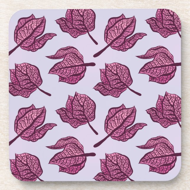 Pink Physalis Flower Pattern Pastel Botanical Coaster (Front)