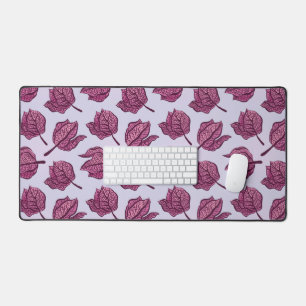 Pink Physalis Flower Pattern Pastel Botanical Desk Mat