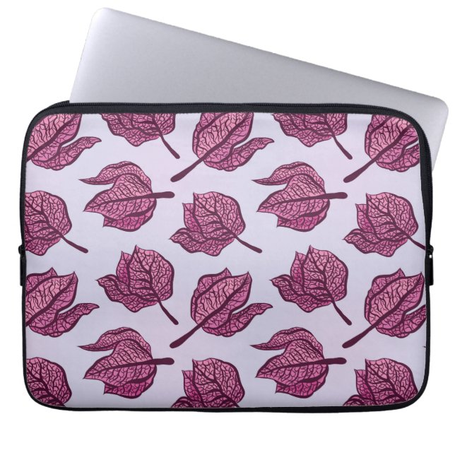 Pink Physalis Flower Pattern Pastel Botanical Laptop Sleeve (Front)