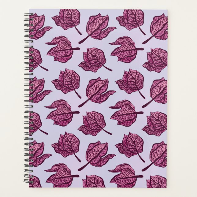 Pink Physalis Flower Pattern Pastel Botanical Planner (Front)