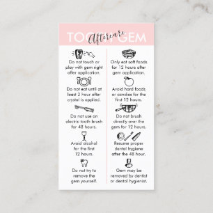 Pink Physical Printed Tooth Gem Aftercare Business Card