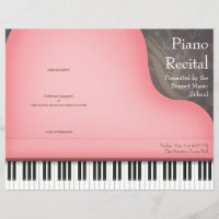 Pink Piano Folded Piano or Vocal Recital Program