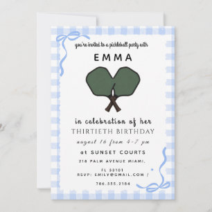 Pink Pickleball Birthday Party Invitation Card