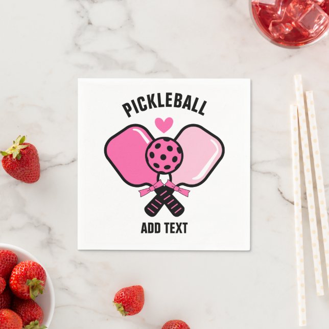 Pink Pickleball Paddle with Bow Napkin (Insitu)