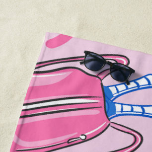 Pink Pickleball Pattern Preppy Beach Towel