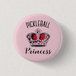 Pink Pickleball Princess Crown 3 Cm Round Badge