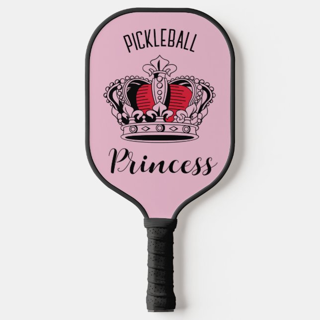 Pink Pickleball Princess Crown Personalised  Paddle (Front)
