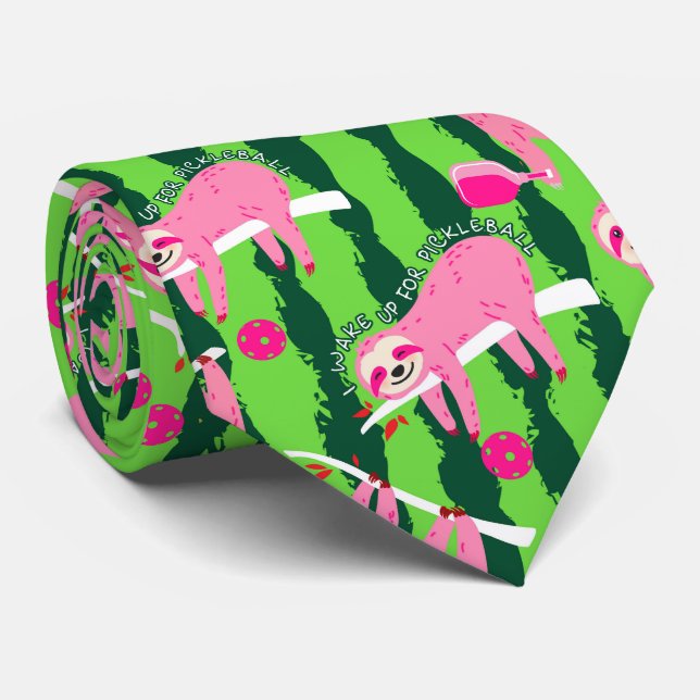 Pink pickleball sloths 🦥 tie (Rolled)