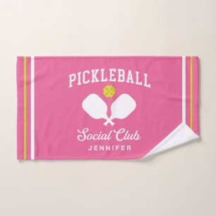 Pink Pickleball Social Club Custom Name Hand Hand Towel