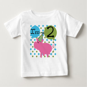 Pink Pig 2nd Birthday Baby T-Shirt