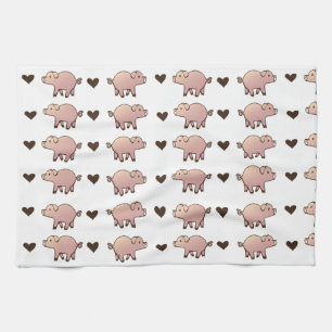 Pink Pig and Heart Towel
