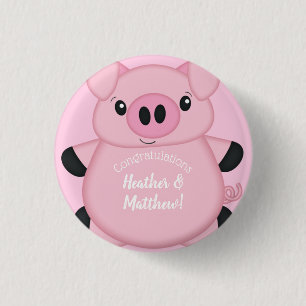 Pink Pig Baby Shower 3 Cm Round Badge