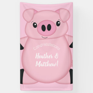 Pink Pig Baby Shower Banner