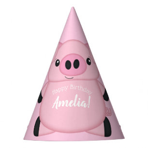Pink Pig Birthday Party Hat
