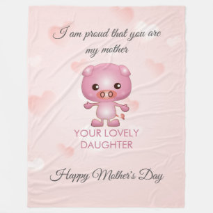 Pink Pig Cartoon Fleece Blanket