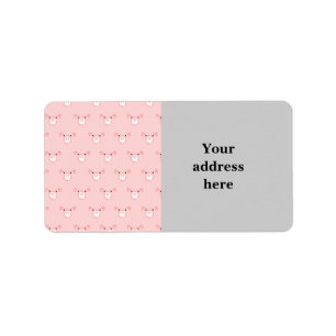 Pink Pig Face Repeating Pattern Label