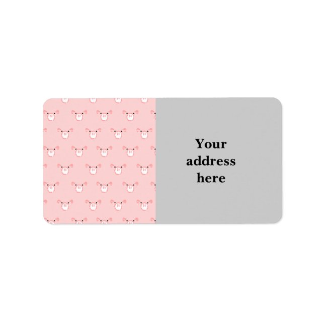 Pink Pig Face Repeating Pattern Label (Front)