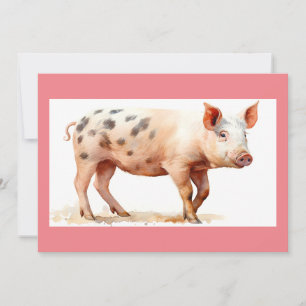 Pink Pig Flat Thank You Card