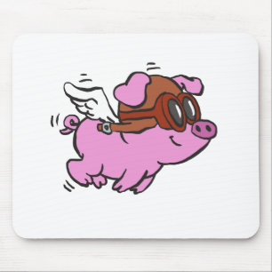 Pink pig flying cartoon choose background colour mouse pad