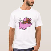 Pink pig flying cartoon | choose background colour T-Shirt (Front)
