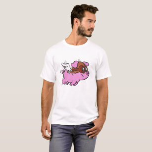 Pink pig flying cartoon   choose background colour T-Shirt