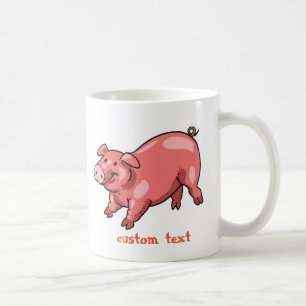 pink pig funny cartoon customisable text coffee mug
