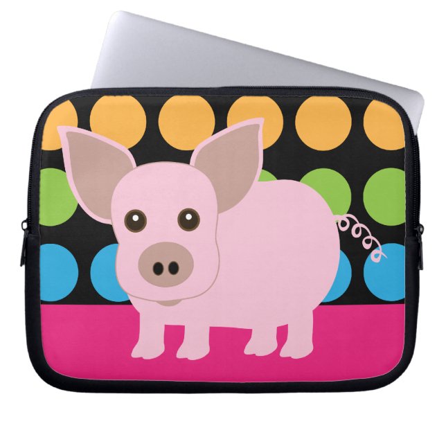 Pink Pig Laptop Sleeve (Front)