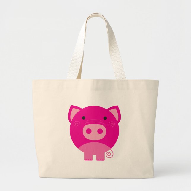 Pink Pig Large Tote Bag (Front)