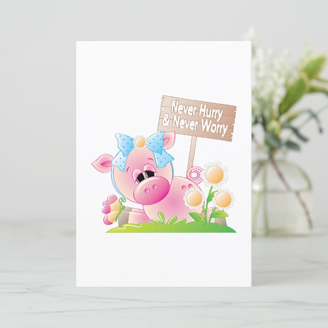 Pink Pig Nursery Never Hurry Never Worry Invitation (Creator Uploaded)