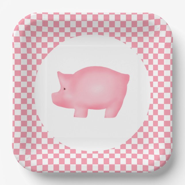 Pink Pig  Paper Plate (Front)